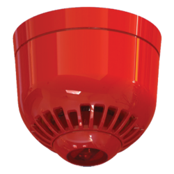 Siréna s LED majákem na strop, EN54-23, IP21, červená
