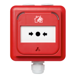 Tlačítkový požární hlásič řady 3000 s izolátorem, červený, IP67, povrchová montáž, plastový element, testovací klíč - 1