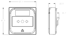 Tlačítkový konvenční požární hlásič s přepínacím kontaktem, plastový element,  bez LED indikace, bez montážní krabičky - 2